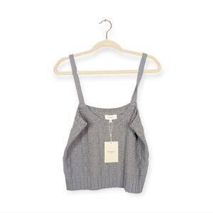 NWT Weekend Los Angeles Dusty Blue Sweater Knit Tank Top Size L